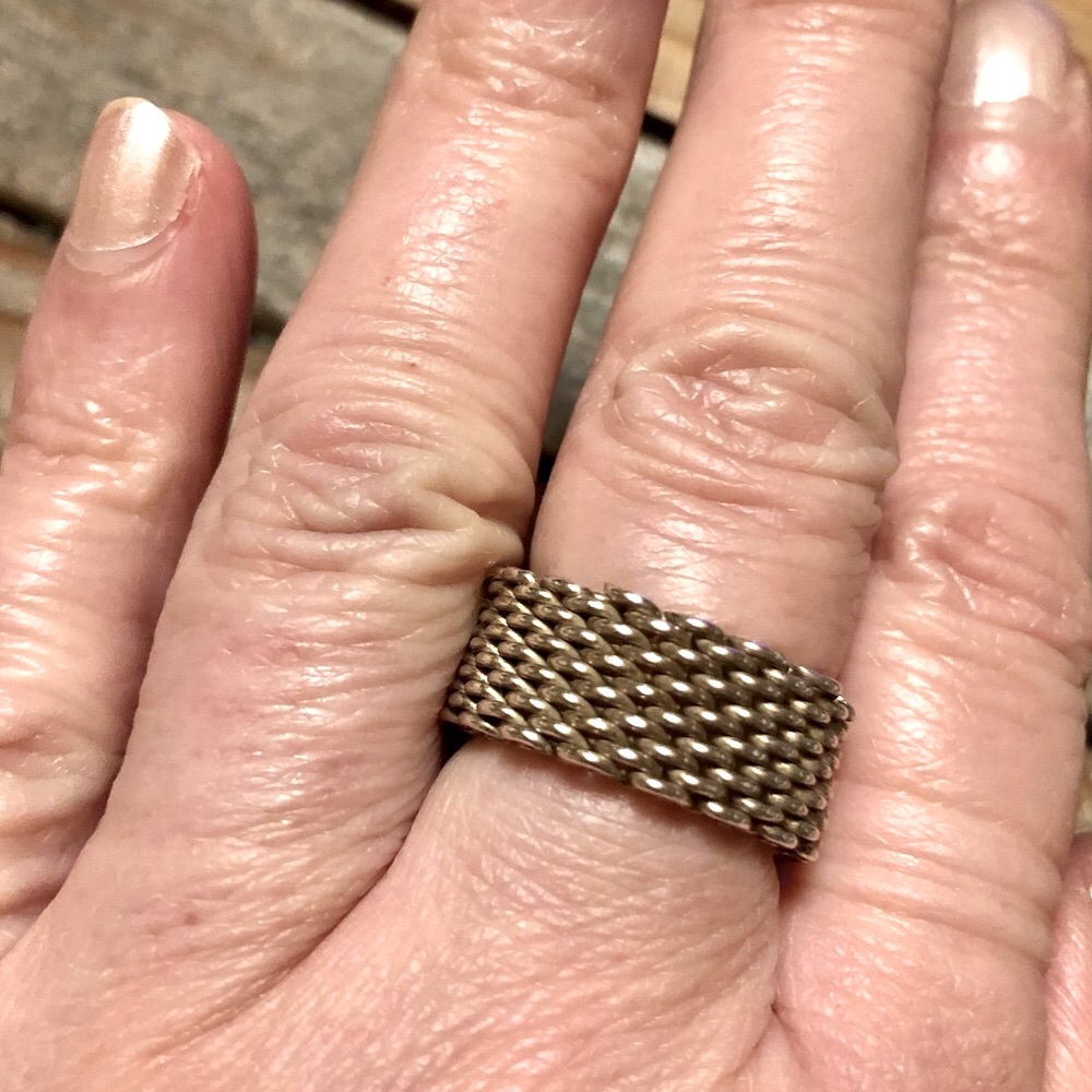 Silver mesh chain ring